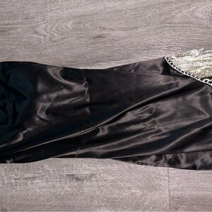 Black Satin Dress with Sequin Detail
